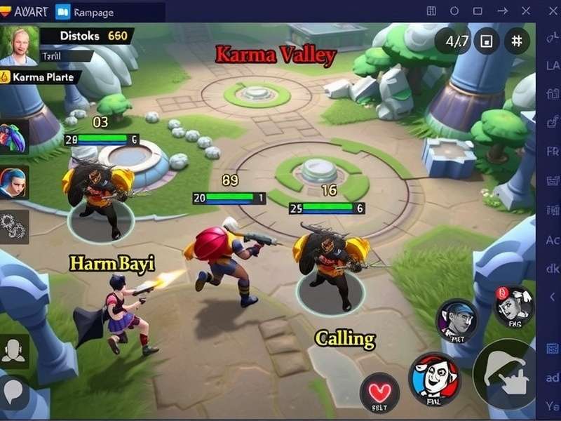 Apex Mobile Legends Rampage gameplay screenshot showing 5v5 battle in Karma Valley